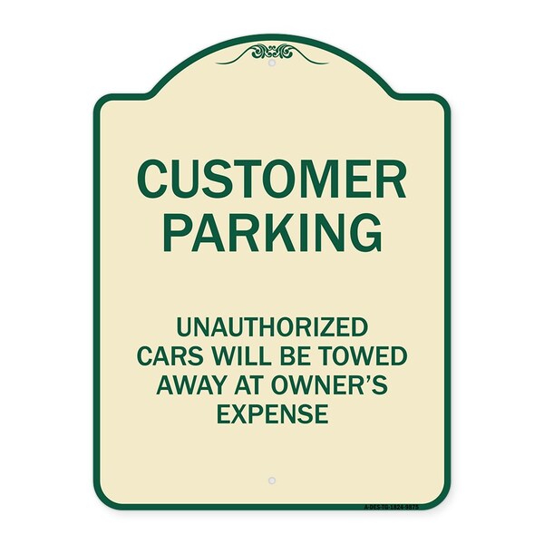 Signmission Designer Series-Unauthorized Cars Will Be Towed Away At Owners Expense, 18" L, 24" H, TG-1824-9875 A-DES-TG-1824-9875 - main